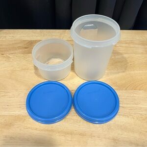 Tupperware Frosted Modular Mate Containers with Blue Lids lot of two